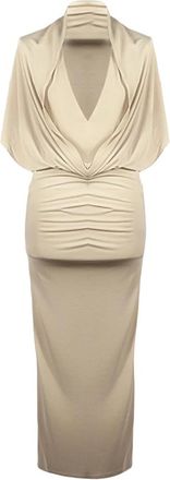 Andamane Annie Hooded Midi Dress - Dames - Avondkleed - Beige - S - Polyester - Kleedjes