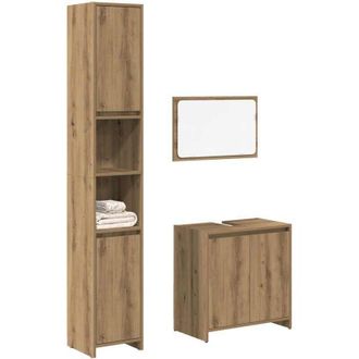 vidaXL Juego De Muebles Ba&ntilde;o 3 Piezas Madera Ingenier&iacute;a Roble Artisan Vidaxl