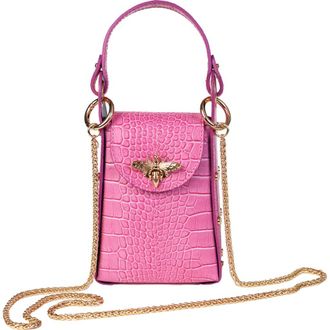 Persaman New York Anette Croc-Embossed Leather Crossbody Bag in Fuchsia at Nordstrom Rack