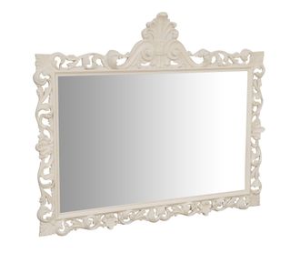 Biscottini International Espejo De Pared De Colgar De Madera Con Acabado Blanco Antiguo Hecho En Italia