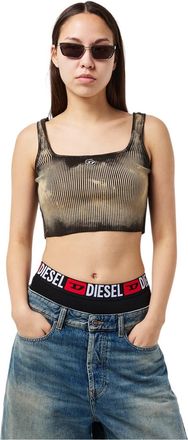 Diesel Korte, slanke tanktop voor dames (Zwart/Beige)