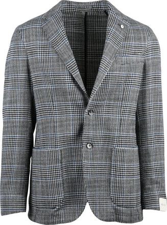 L.B.M. 1911 Checkered Cotton Blazer with Notch Lapels and Unlined Interior
