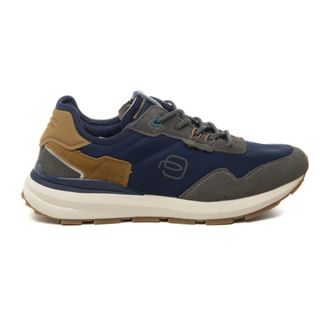 Piquadro Schoenen, Heren, Blauw, 46 EU, Leer, Leren Mesh Sneaker
