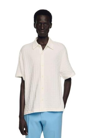 Sandro Square Cross cotton jacquard shirt in White at Nordstrom, Size Xx-Large