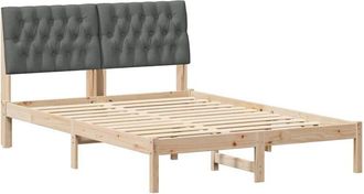 vidaXL Estructura De Cama Con Cabecera Gris Oscuro 140 X 200 Cm Vidaxl