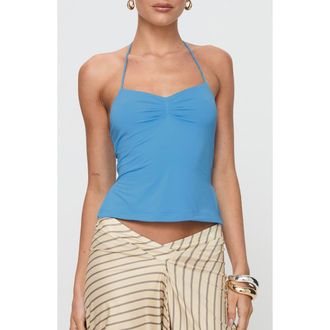 Princess Polly Rehna Halter Top in Blue at Nordstrom, Size 12