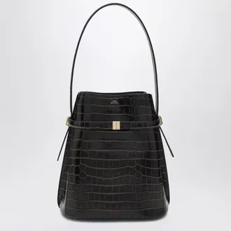 Toteme Brown crocodile-embossed leather bucket bag