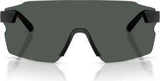 Ferrari 133mm Oversize Rectangular Sunglasses in Shiny Black /Polar Dark Grey at Nordstrom