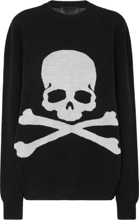 Philipp Plein Pullover Round Neck Skull&Bones - Dames - Ronde hals truien - Zwart - S - Wol - Truien & Vesten