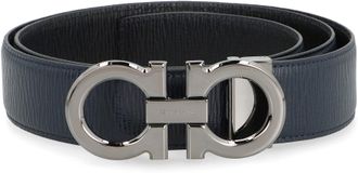 Ferragamo Mens Gancini Reversible Leather Belt Blue Calf