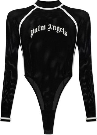 Palm Angels Tops, Dames, Zwart, S, Bodysuit met logoprint