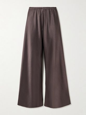La Ligne Pantaloni A Gamba Larga In Raso Colby - Marrone