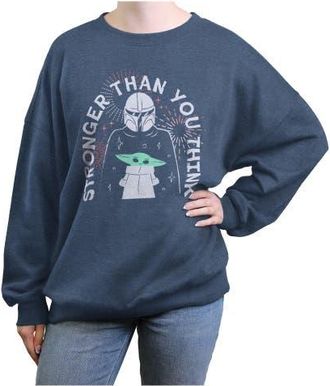 Star Wars Juniors Star Wars The Mandalorian Stronger Than Fireworks Sweatshirt in Blue Heather at Nordstrom, Size Xx-Large