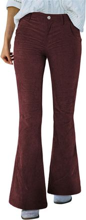 Generic Womens Flared Corduroy Trousers Vintage High Waisted Wide Leg Bootcut Cord Pants Winter Stretch Bell Bottom Trousers Casual Office Work Cord Pants wit