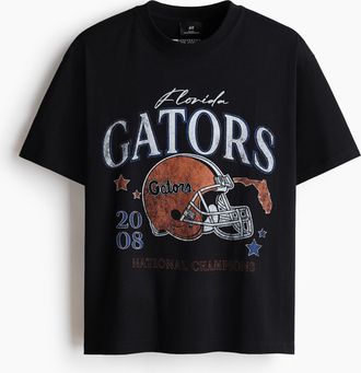 H&M T-Shirt in Loose Fit - Schwarz