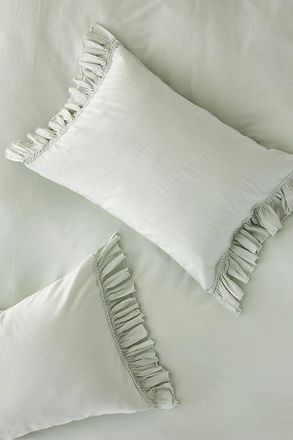 Anthropologie Organic Cotton Spa Sateen Ruffled Shams, Set of 2