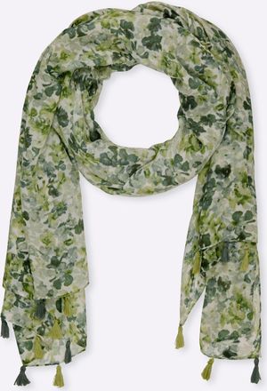 Heine Modeschal HEINE, Damen, khaki, Baumwollmischung, gemustert, Modet&uuml;cher Modeschal
