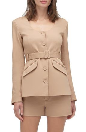 Favorite Daughter The Christy Belted Stretch Cotton Blend Twill Jacket in Beige at Nordstrom, Size X-Small