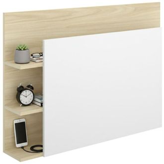 Dmora Testiera Letto Minden, Vani Libreria, Singolo, Colore Struttura Marrone, 19x105 cm Bianco