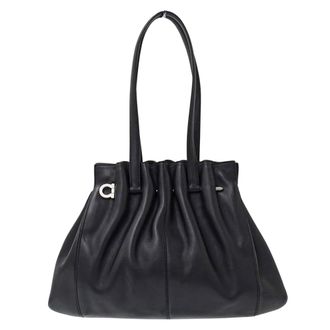 Ferragamo Black Leather Handbag Tote Bag (Pre-Owned)