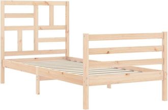 vidaXL Bed Frame with Headboard 90x200 cm Solid Wood Vidaxl