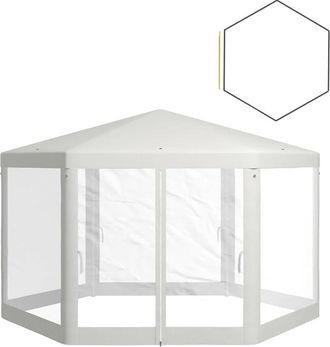 OEM Cenador Hexagonal, Estructura De Poli&eacute;ster Y Metal, 394 X 341,2 X 250 Cm, Longitud Del Lado 197 Cm, Altura Del Techo 250 Cm, Altura Del Alero 200 Cm