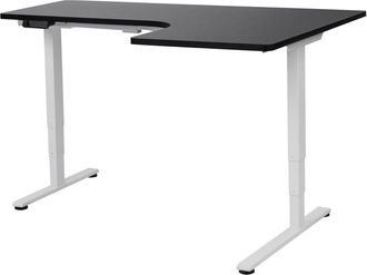 Beliani Electric Adjustable Corner Desk DESTINES Black/ White 160 cm 109 cm Right Hand