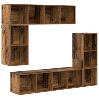 Berkfield Home Wall-mounted with Storage 4 pcs Old wood Engineered wood in Brown