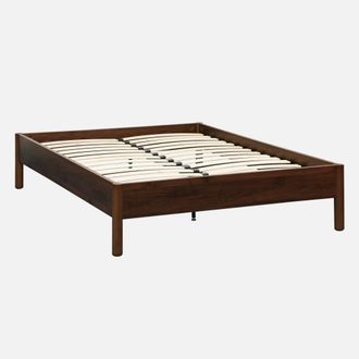 Sweeek Cama Con Somier De L&aacute;minas 140x190cm Decoraci&oacute;n Madera
