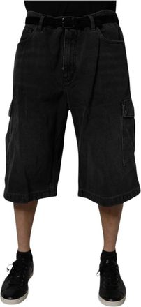 Dolce & Gabbana Mid Waist Denim Cargo Bermuda Shorts - Heren - Denim shorts - Zwart - XS - Denim - Korte Broeken