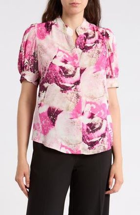 DKNY Short Sleeve Button-Up Shirt in Hot Pink/Pebble Multi at Nordstrom Rack, Size X-Large