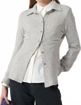 Beatrice .B Collared Button-Front Sweater In Heather Grey