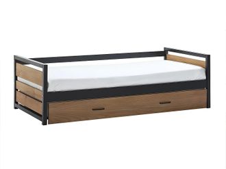 Vente-Unique Vente-unique - Letto A Scomparsa Industriale 2 X 90 X 190 Cm Mdf, Pino E Metallo Colore: Noce E Antracite - Boston
