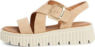 Tamaris Schoenen, Dames, Beige, 38 EU, Leer, Platte Sandalen