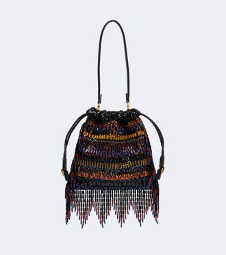 Etro Kalispera Small beaded fringed shoulder bag