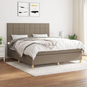 vidaXL Cama Box Spring Con Colch&oacute;n Tela Gris Taupe 160x200 Cm Vidaxl