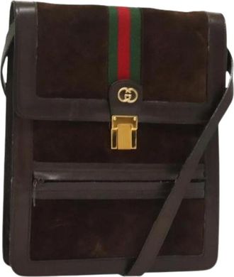 Gucci Pre-owned Cross Body Bags, female, Brown, Size: ONE SIZE Pre-owned Suede Shoulder Bag