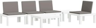 vidaXL 6 Piece Garden Lounge Set with Cushions White pp Vidaxl