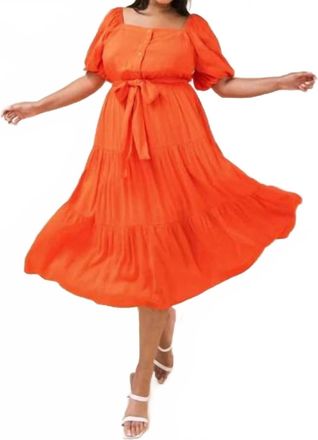 Flying Tomato Curvy India Woven Midi Dress - Plus In Coral
