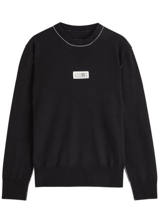 Maison Margiela MM6 BY Maison Margiela Label Logo Knit Wool-blend Jumper - Black - XL