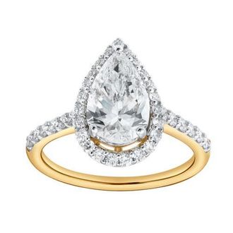 LuvMyJewelry Hana 14K Yellow Gold Pear Lab Grown Diamond Halo Engagement Ring - 2.45 Ct at Nordstrom, Size 7