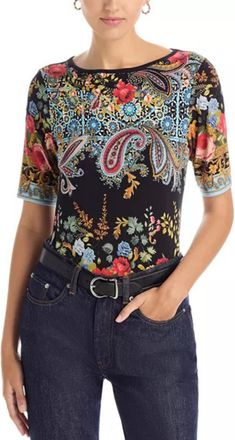 Johnny Was Womens The Janie Favorite Boatneck Tee, Leto