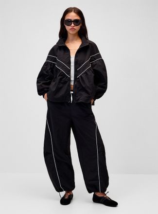 Twik Womens Contrasting stripes canvas barrel-leg pant