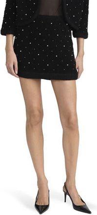 Frame Denim The Embellished Knit Wool Blend Miniskirt in Black at Nordstrom, Size X-Large