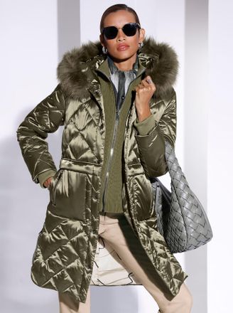 Cr&eacute;ation L Steppmantel CREATION L, Damen, Gr. 36, gr&uuml;n (khaki), 100% Polyamid, Wattierung:100% Polyester, unifarben, unifarben mit Farbeinsatz, unifarben mit Far