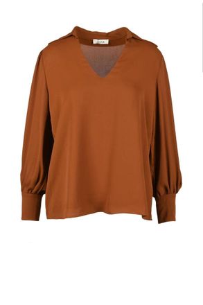 Think Brown Polyester Blouse