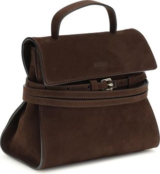 Moschino Womens Tie Me Handbag Cioccolato Calf Leather Bos Taurus Handbags Hand Bags