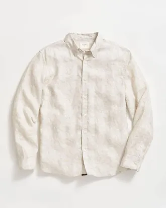 Billy Reid Mens Flock Linen Wilson Shirt In Tinted White