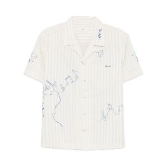 Dunst Hand-Drawing Open Collar Shirt - Heren - Korte mouwen Overhemden - Wit - S - Katoen - Overhemden