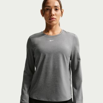 Nike Womens One Classic Dri-FIT Long-Sleeve Top in Grey | FN2801-086